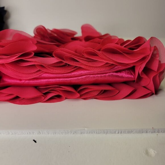 Ruffles and Frills Pink Wristlet Clutch Purse Party Evening Cocktail Bag - Picture 12 of 14